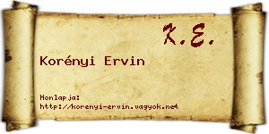Korényi Ervin névjegykártya
