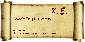 Korényi Ervin névjegykártya